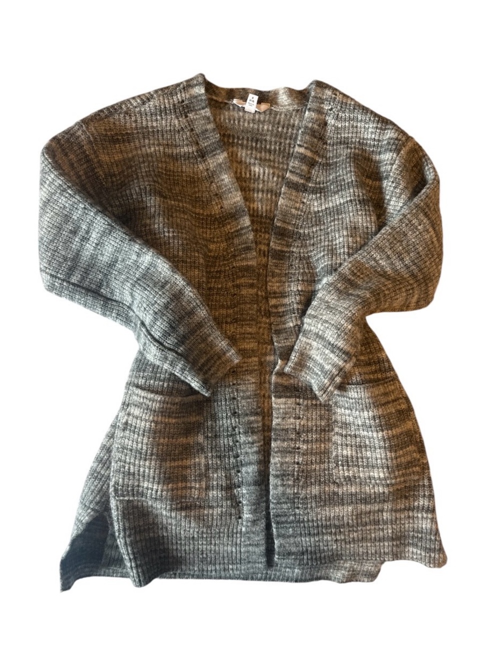 Time and Tru Marled Gray Open-Front Knit Cardigan